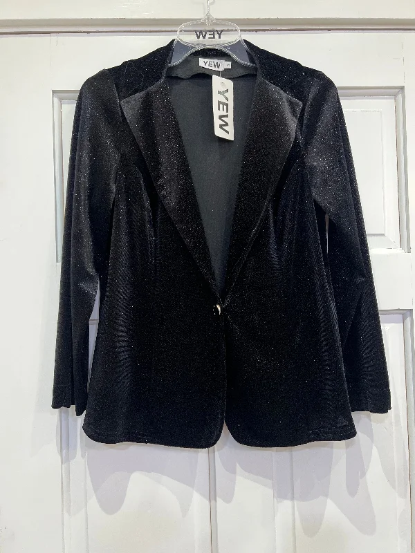 Yew Black Velvet feel sparkle jacket Zippered Jacket Buttoned Jacket Snapped Jacket Yew Black Velvet feel sparkle jacket Zippered Jacket Buttoned Jacket Snapped Jacket