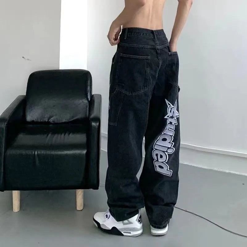 American street clothing pocket jeans female letteprint high waist casual pants Comfortable Stretch Denim Jeans American street clothing pocket jeans female letteprint high waist casual pants Comfortable Stretch Denim Jeans