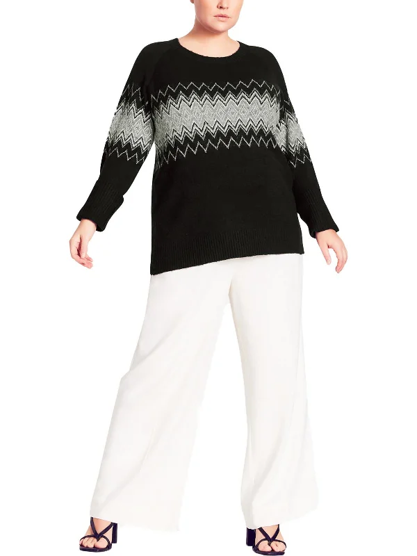 Aria Womens Career Office Pullover Sweater Glossy Satin Silk