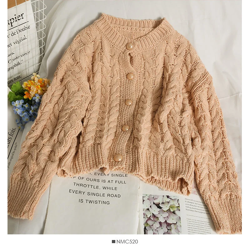 Autumn twist loose thin single breasted crew neck sweater 1924 Satin Fabric Silk Fabric Chiffon Fabric Autumn twist loose thin single breasted crew neck sweater 1924 Satin Fabric Silk Fabric Chiffon Fabric