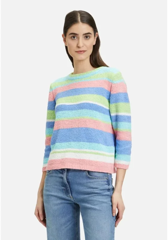 Betty Barclay Striped Knit Jumper, Multi-Coloured Welt Pockets Slit Pockets Flap Pockets Betty Barclay Striped Knit Jumper, Multi-Coloured Welt Pockets Slit Pockets Flap Pockets