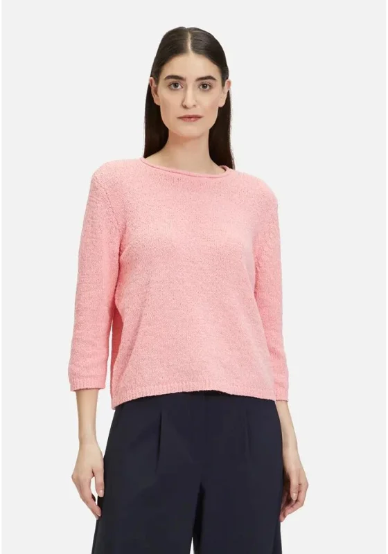 Betty Barclay Knit Cropped Sleeve Jumper, Pink Collared Crew Neck Turtle Neck
