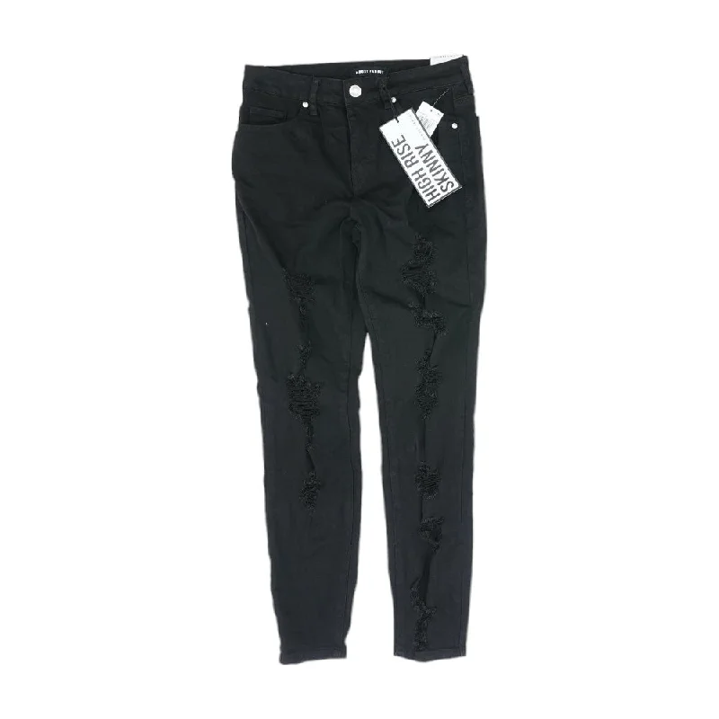 Black Solid High Rise Skinny Leg Jeans Comfortable Jogger Style Jeans