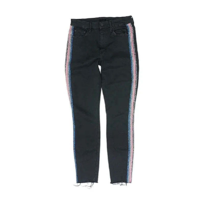 Black Solid High Rise Slim Leg Jeans Comfortable Dark Wash Jeans