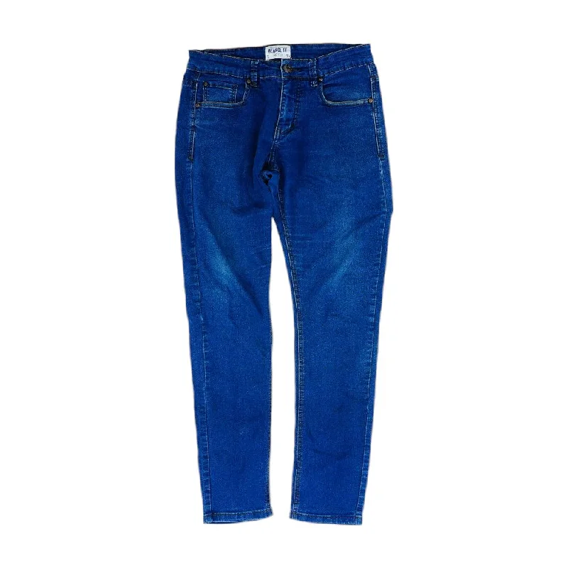 Blue Solid High Rise Regular Jeans Stylish Paperbag Waist Denim