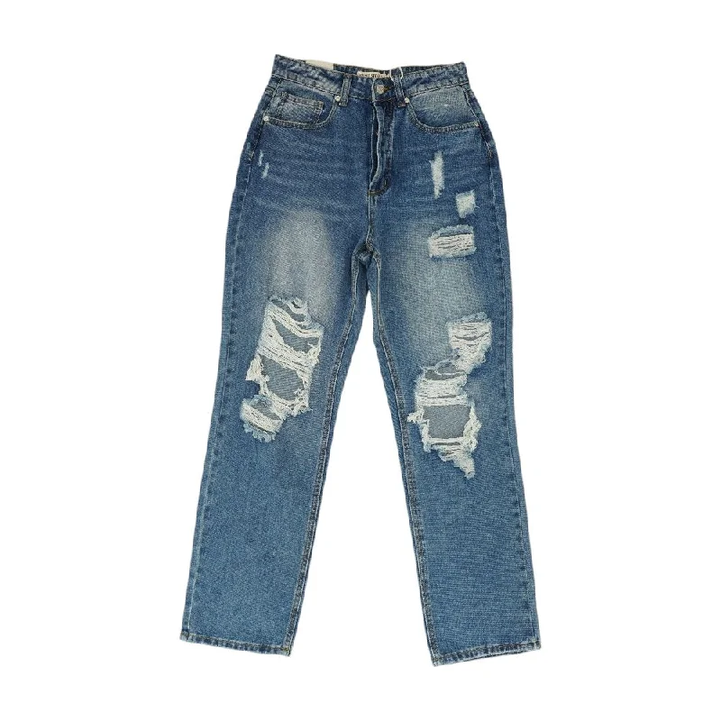 Blue Solid High Rise Regular Jeans Stylish Plus Size Denim Jeans