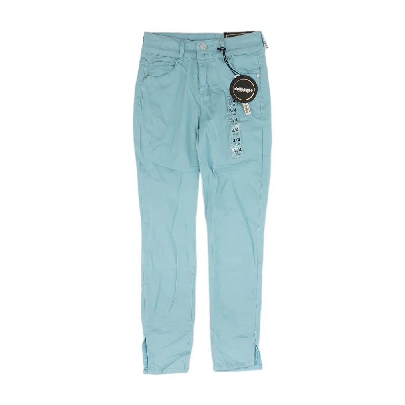 Blue Solid High Rise Skinny Leg Jeans Fashionable Distressed Jeans