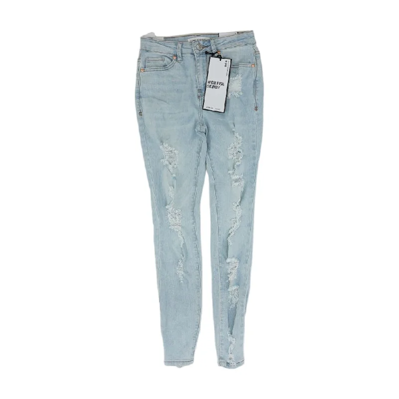 Blue Solid High Rise Skinny Leg Jeans Comfortable Zip-Fly Denim Jeans