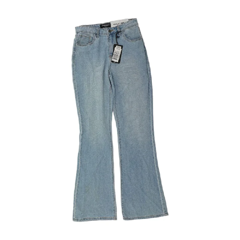 Blue Solid Mid Rise Regular Jeans Chic Ripped Jeans