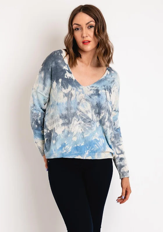 D.E.C.K By Decollage One Size Cotton Print Sweater, Blue Tailored Straight A-Line