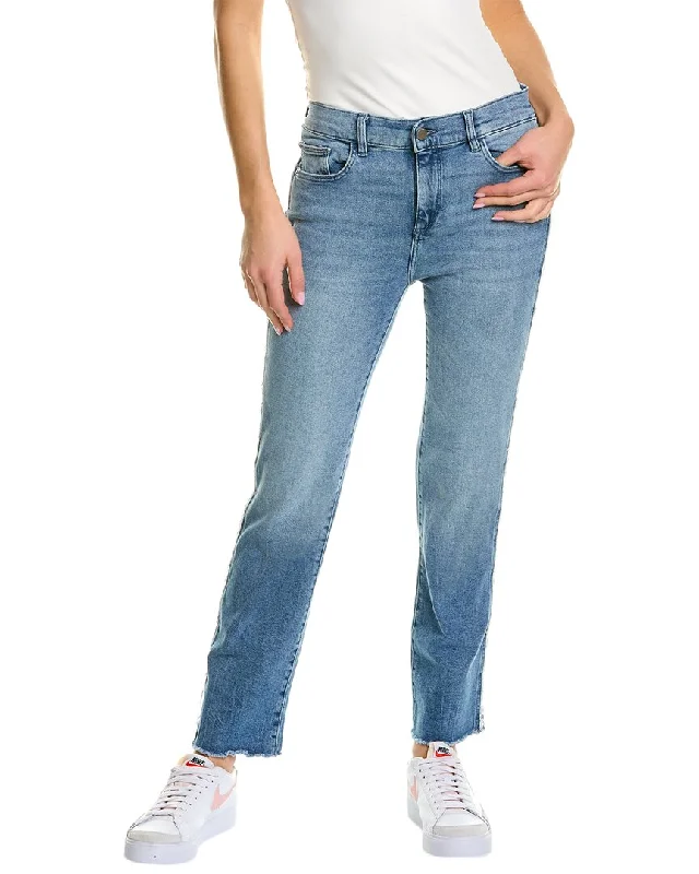 DL1961 Mara Dark Riviera Frayed Ankle Straight Jean Comfortable Distressed Straight-Leg Jeans DL1961 Mara Dark Riviera Frayed Ankle Straight Jean Comfortable Distressed Straight-Leg Jeans