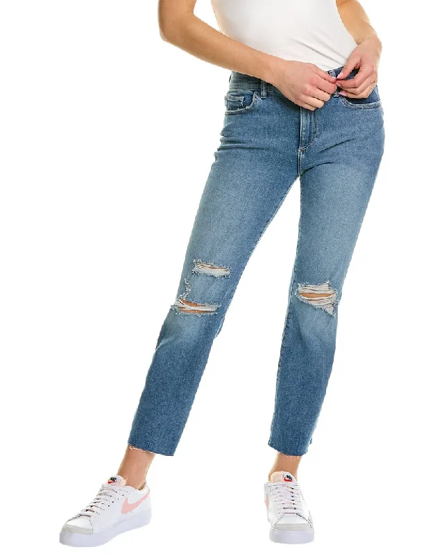 DL1961 Mara Light Distressed Ankle Straight Jean Chic Rip-Detail High-Waist Jeans