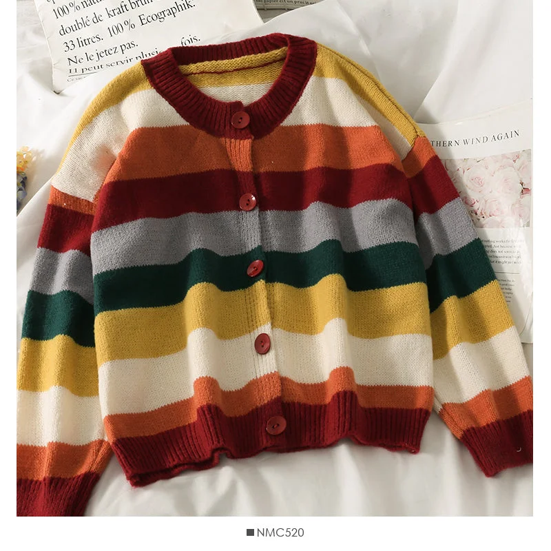 Elegant contrast color stitching stripe loose thin cardigan sweater 1980 Sequined Glittery Shiny Elegant contrast color stitching stripe loose thin cardigan sweater 1980 Sequined Glittery Shiny