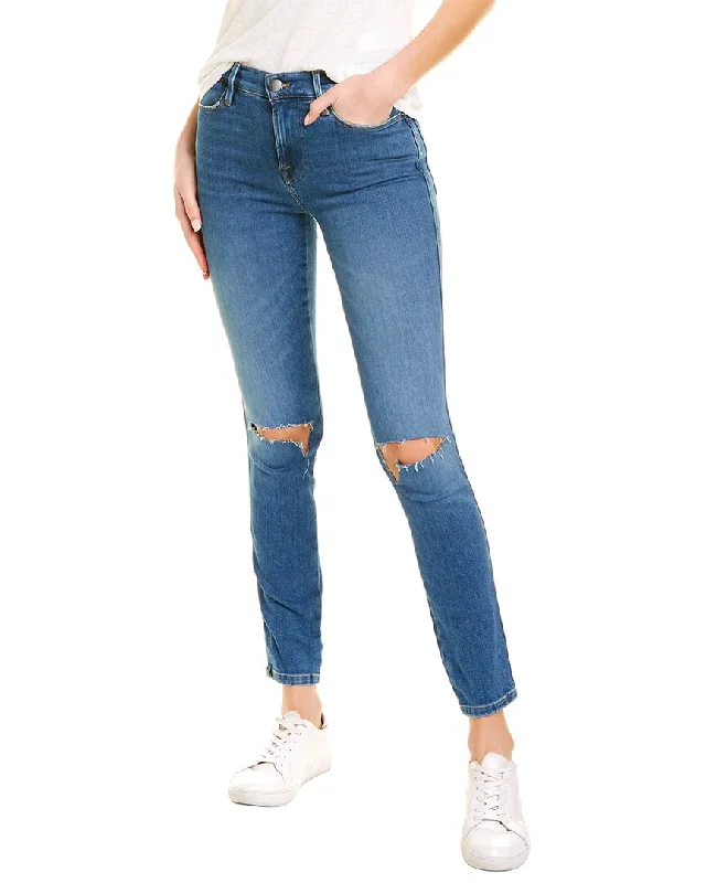 FRAME Denim Le High Wine Ridge Rips Skinny Jean Chic Faded Blue Jeans