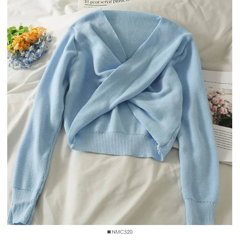 French minority short navel exposed thin long sleeve sweater 1772 Casual Formal Business French minority short navel exposed thin long sleeve sweater 1772 Casual Formal Business