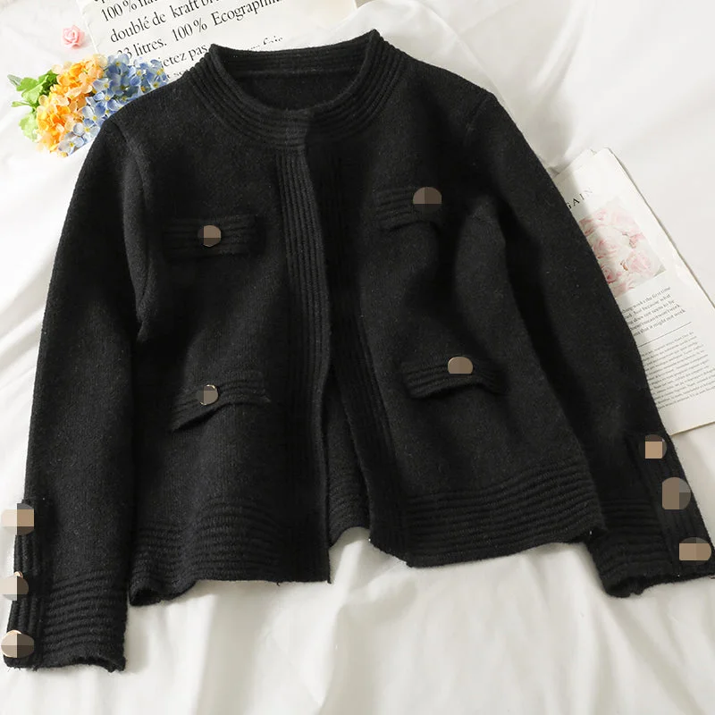 French niche design loose and thin buttonless sweater  1801 Casual Formal Business