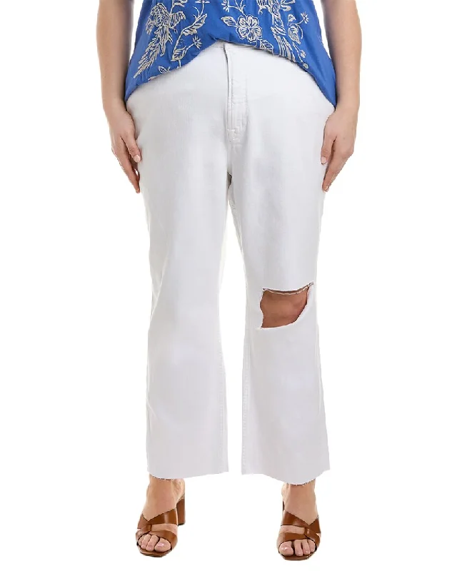 GOOD AMERICAN Plus Icon White Crop Jean Cozy Relaxed Fit Jeans
