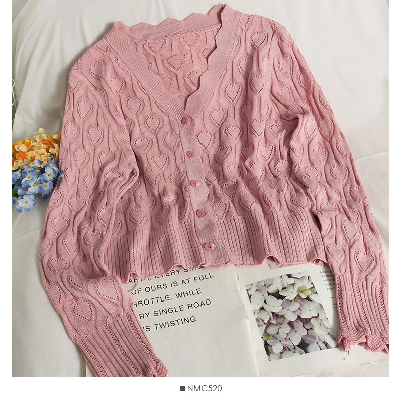 Heart shaped Plaid hollowed out wave edge long sleeve sweater for women 1759 Hooded Caped Shawl Collar Heart shaped Plaid hollowed out wave edge long sleeve sweater for women 1759 Hooded Caped Shawl Collar