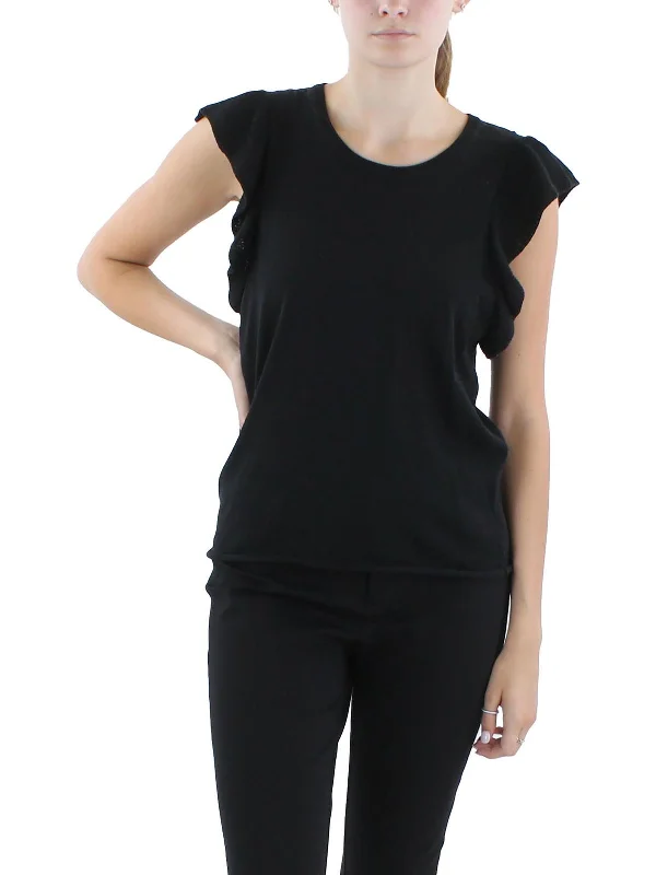 Kaeli Womens Ribbed Trim  Knit Pullover Sweater Slim Fit Regular Fit Oversized