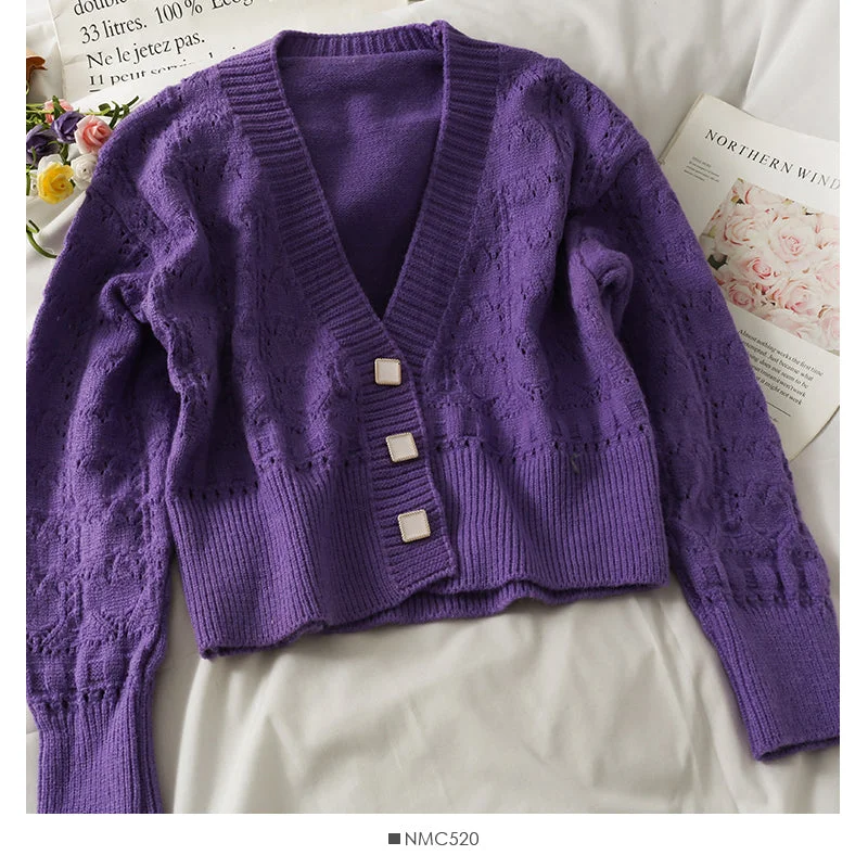 Knitwear women's new V-neck loose long sleeve sweater 1925 Zippered Front Buttoned Front Snap Front Knitwear women's new V-neck loose long sleeve sweater 1925 Zippered Front Buttoned Front Snap Front