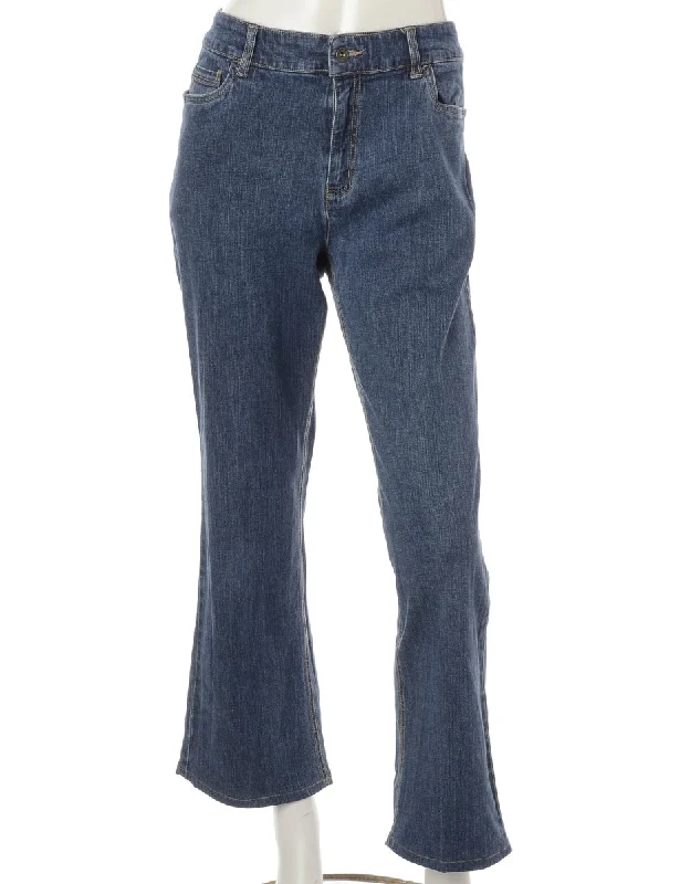 Label Ankle Graze Bootcut Jeans Trendy Pleated Waist Jeans