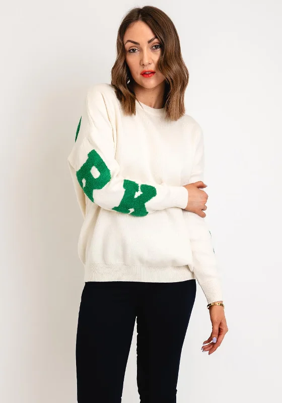Serafina Collection One Size New York Graphic Sweater, Ecru Sweater Knitwear Pullover Serafina Collection One Size New York Graphic Sweater, Ecru Sweater Knitwear Pullover