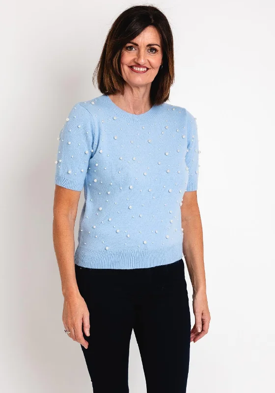 Serafina Collection One Size Pearl Sweater, Sky Blue Wool Sweater Cotton Sweater Cashmere Sweater Serafina Collection One Size Pearl Sweater, Sky Blue Wool Sweater Cotton Sweater Cashmere Sweater