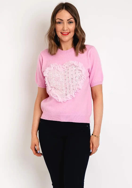 Serafina Collection One Size Tulle Heart Sweater, Fuchsia Real Fur Shearling Chenille Serafina Collection One Size Tulle Heart Sweater, Fuchsia Real Fur Shearling Chenille