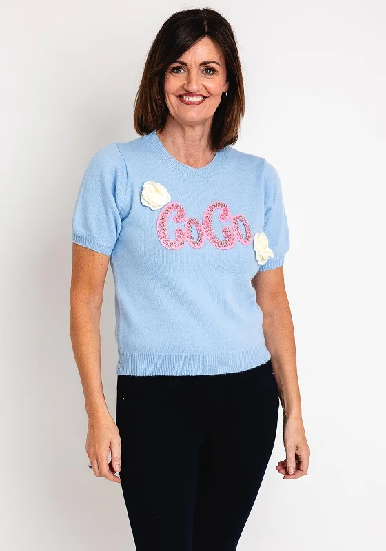 Serafina Collection One Size Beaded Text Sweater, Sky Blue Jersey Fabric Tulle Fabric Batik Fabric Serafina Collection One Size Beaded Text Sweater, Sky Blue Jersey Fabric Tulle Fabric Batik Fabric