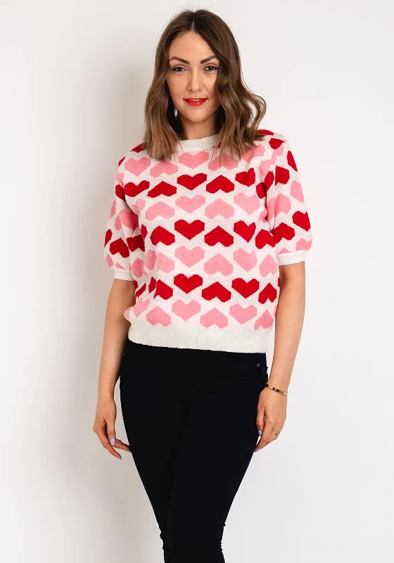 Serafina Collection One Size Heart Print Knit Sweater, Rouge Boxy Sweater Fitted Sweater A-Line Serafina Collection One Size Heart Print Knit Sweater, Rouge Boxy Sweater Fitted Sweater A-Line