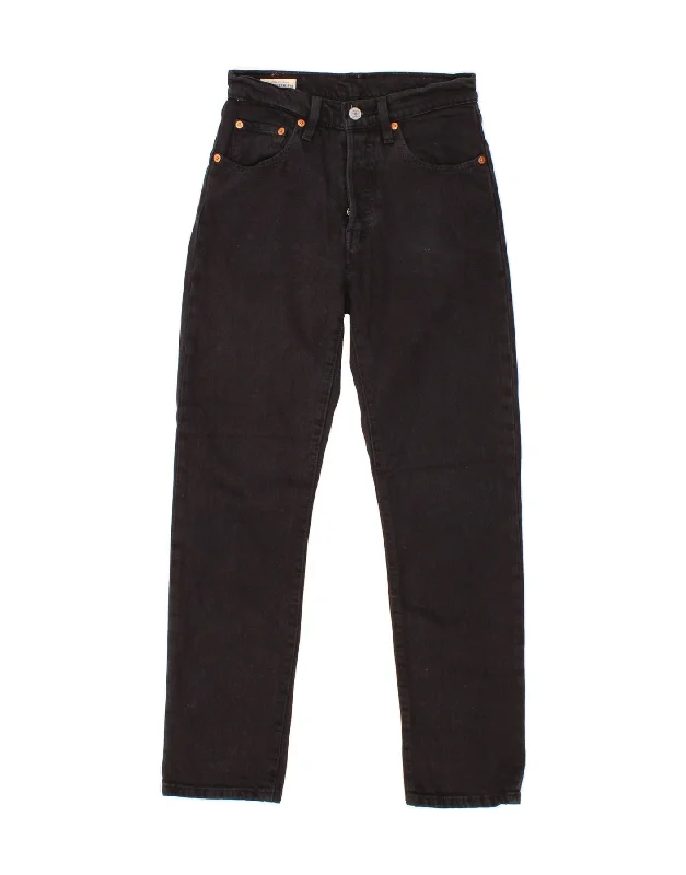 LEVI'S Womens Slim Jeans W24 L28  Black Cotton Fashionable Vintage Wash Jeans