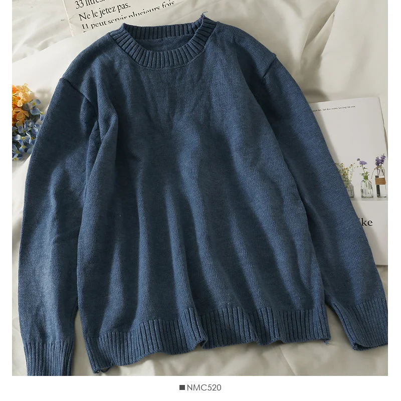 Loose and thin crew neck Pullover solid color sweater for women 1818 Herringbone Houndstooth Plaid Loose and thin crew neck Pullover solid color sweater for women 1818 Herringbone Houndstooth Plaid