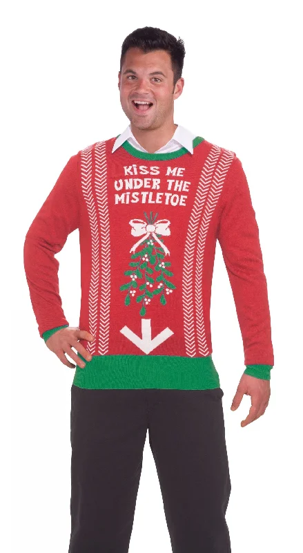 Mistletoe Sweater Adult Red Christmas Jumper Thin Thick Dense