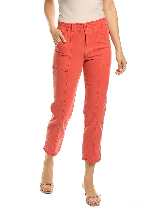 MOTHER The Springy Hot Coral Ankle Jean Fashionable Raw Hem Bootcut Jeans