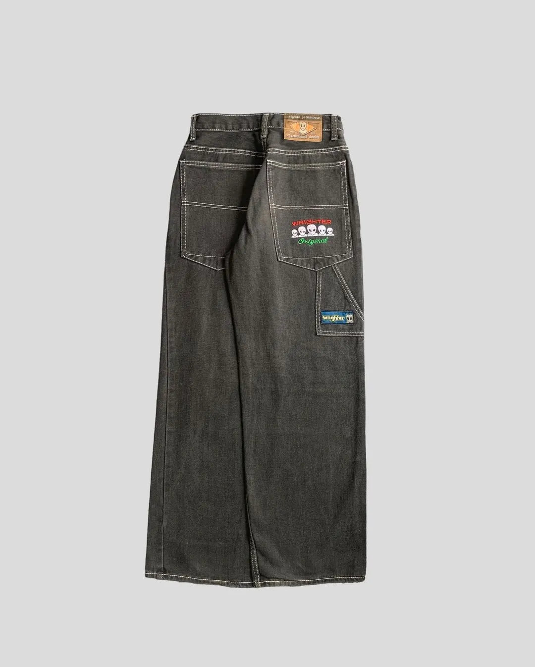 Low Waist Retro Alien Embroidery Women Jeans 2023 Fashion Baggy Straight Leg Pants Chic Cropped Jeans Low Waist Retro Alien Embroidery Women Jeans 2023 Fashion Baggy Straight Leg Pants Chic Cropped Jeans