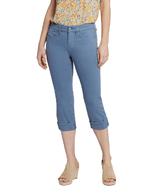 NYDJ Marilyn Blue Stone Crop Leg Jean Comfortable Drawstring Waist Jeans