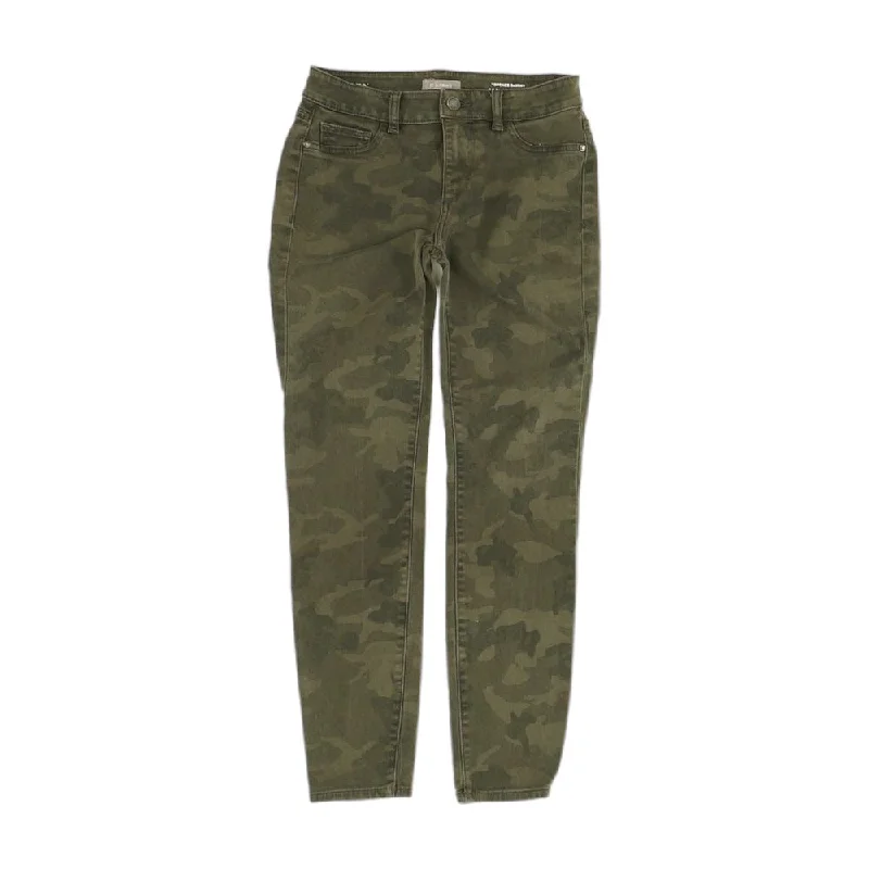 Olive Camo Skinny Leg Jeans Casual Distressed Skinny Jeans