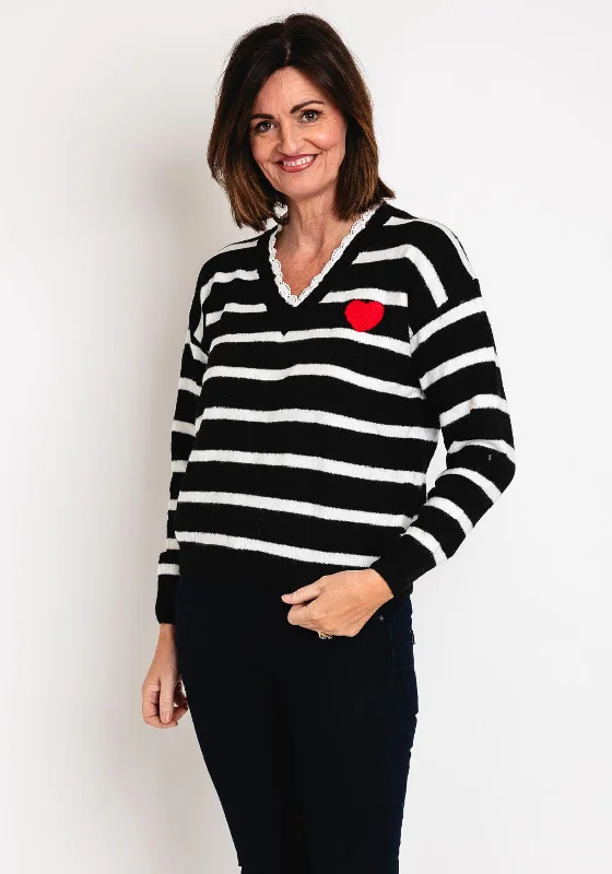 Serafina Collection One Size Striped Sweater, Black Cotton Fabric Linen Fabric Terry Fabric Serafina Collection One Size Striped Sweater, Black Cotton Fabric Linen Fabric Terry Fabric