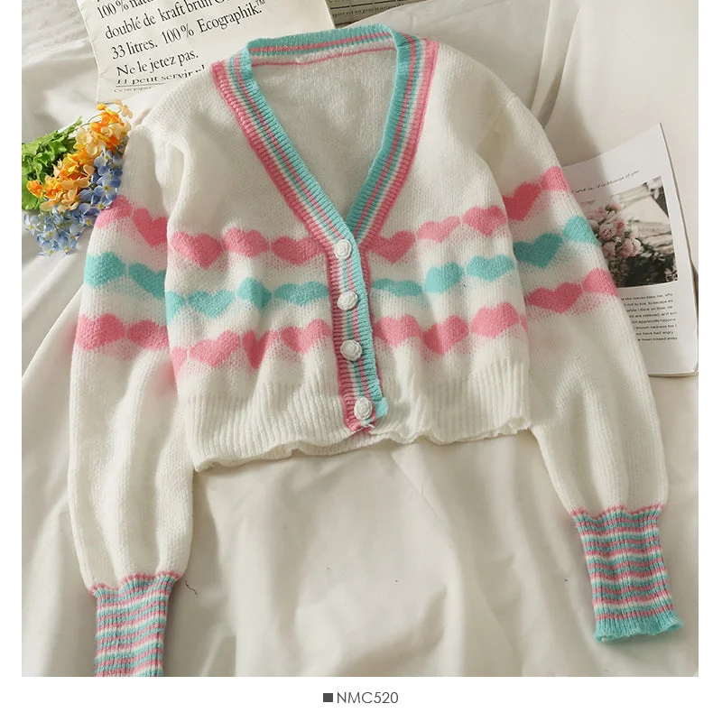 Single breasted sweater women's short slim long sleeved sweater  1774 Soft Cozy Warm