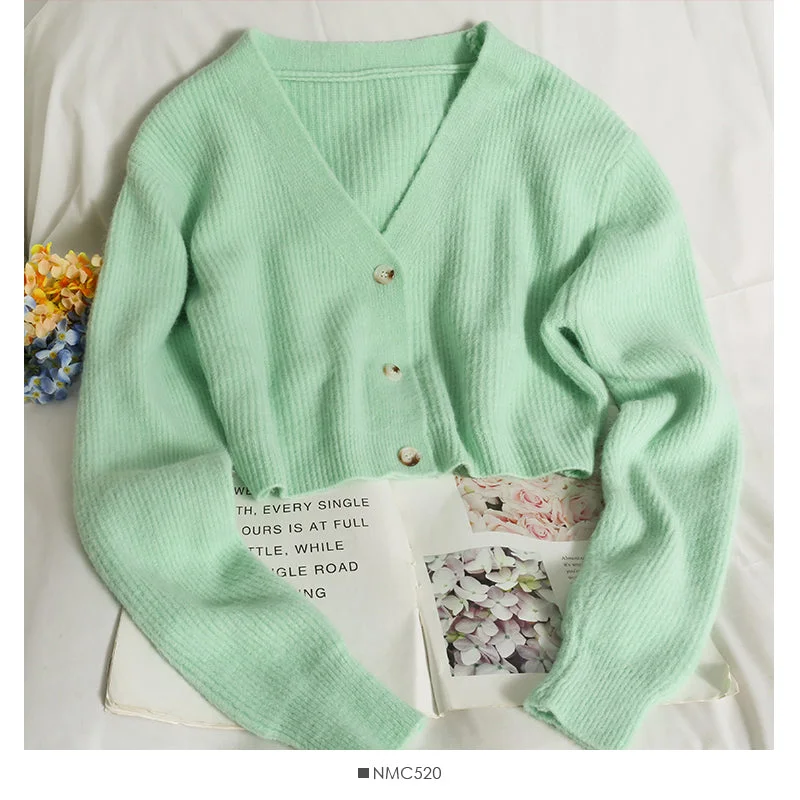 Sweater women's autumn clothes small versatile V-neck  1799 Embroidered Appliqued Beaded