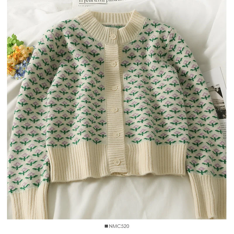 Sweater women's autumn color matching printed long sleeved Knitted Top 1956 Neon Metallic Matte Sweater women's autumn color matching printed long sleeved Knitted Top 1956 Neon Metallic Matte