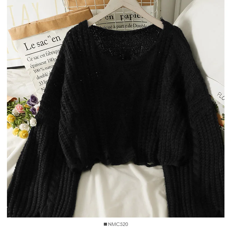 Sweater women's autumn loose thin one line shoulder exposed clavicle sweater  1904 Spandex Blend Rayon Blend Denim Blend