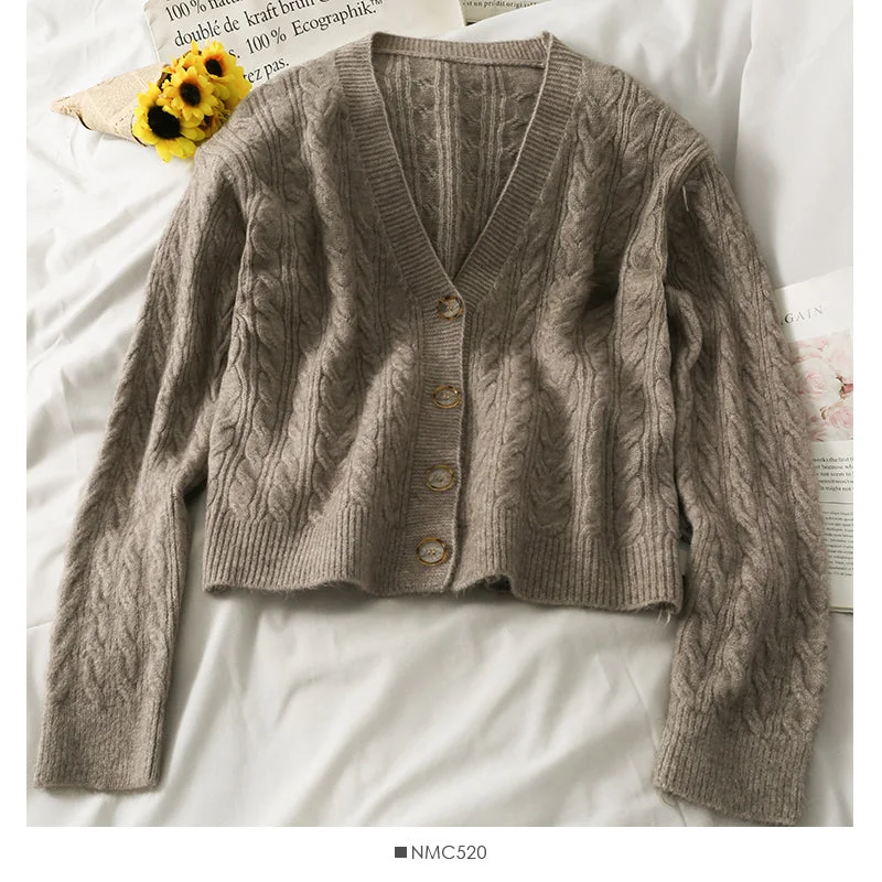 Sweater women's Linen single breasted V-neck 1858 Chenille Blend Fleece Blend Nylon Blend Sweater women's Linen single breasted V-neck 1858 Chenille Blend Fleece Blend Nylon Blend