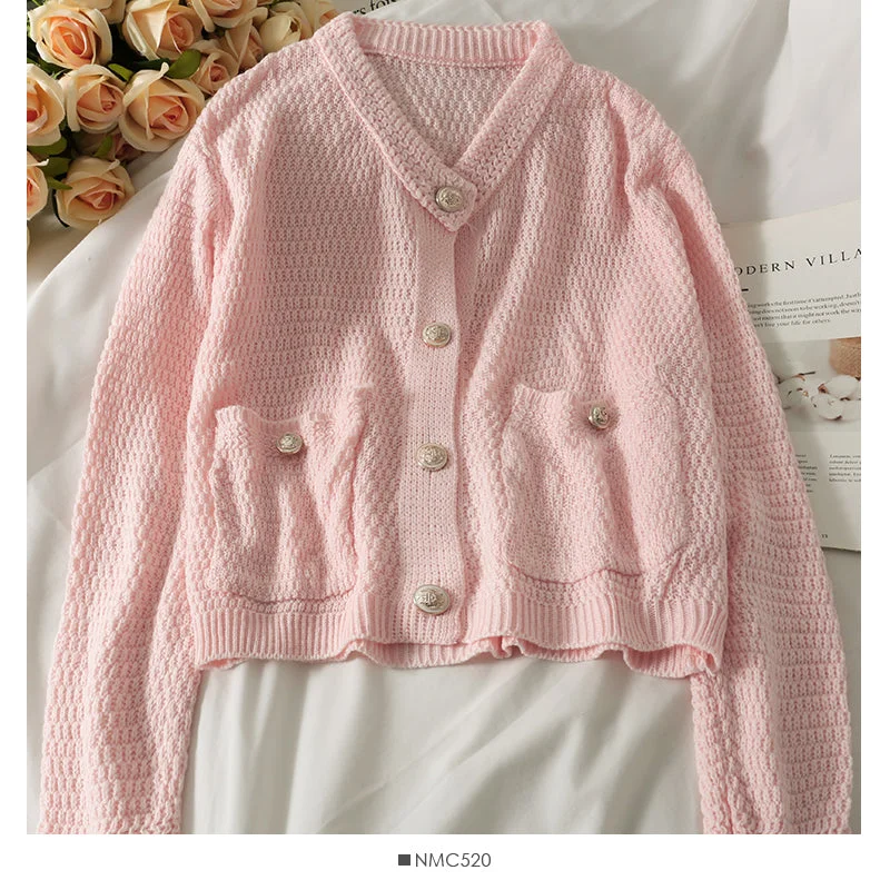 Sweater women's new loose thin single breasted sweater 1912 Transparent Opaque Sheer Sweater women's new loose thin single breasted sweater 1912 Transparent Opaque Sheer