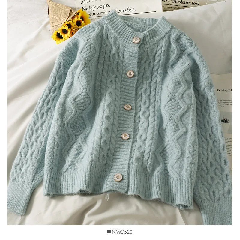 Sweater women's sweater solid color versatile twist top  1770 Bright Pastel Dark