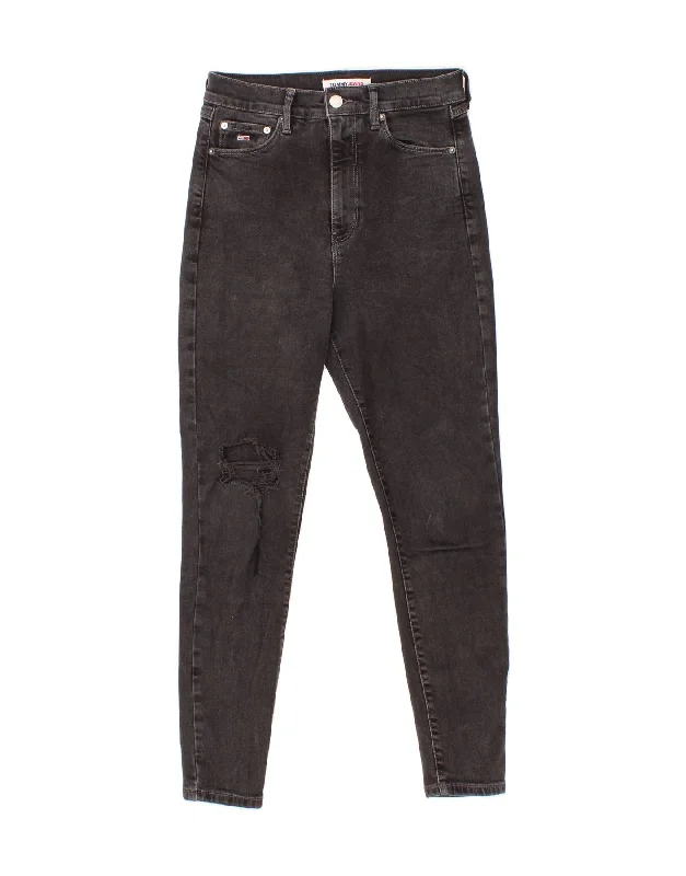 TOMMY HILFIGER Womens Distressed Skinny Jeans W27 L28 Black Cotton Comfortable Jogger Style Jeans TOMMY HILFIGER Womens Distressed Skinny Jeans W27 L28 Black Cotton Comfortable Jogger Style Jeans