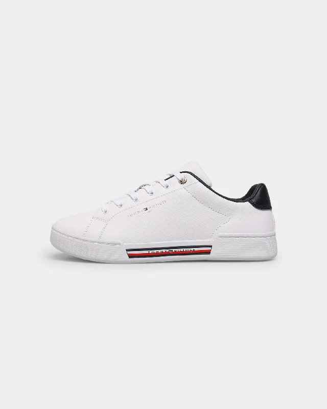Tommy Jeans Women's TH Stripe Insert Sneaker White Elegant Tapered Leg Denim