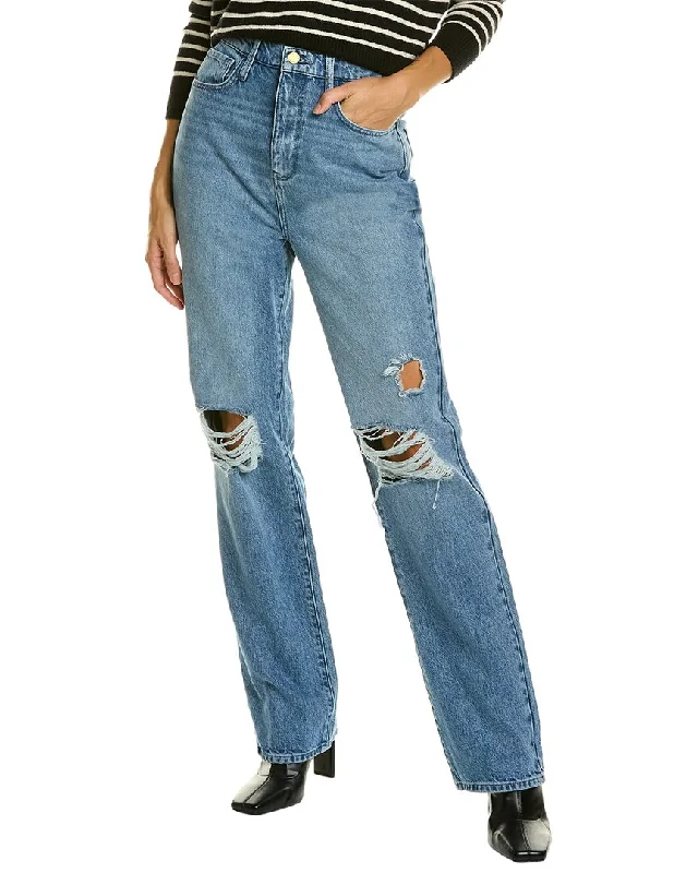 Triarchy Medium Indigo High-Rise Straight Jean Comfortable Faded High-Rise Jeans