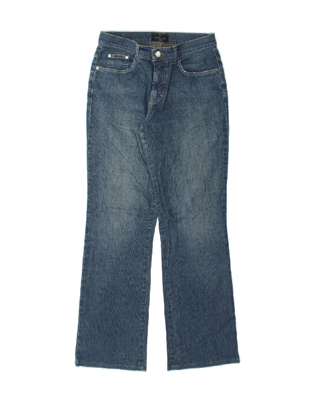 TRUSSARDI Womens Bootcut Jeans W27 L30  Blue Cotton Chic Ripped Jeans