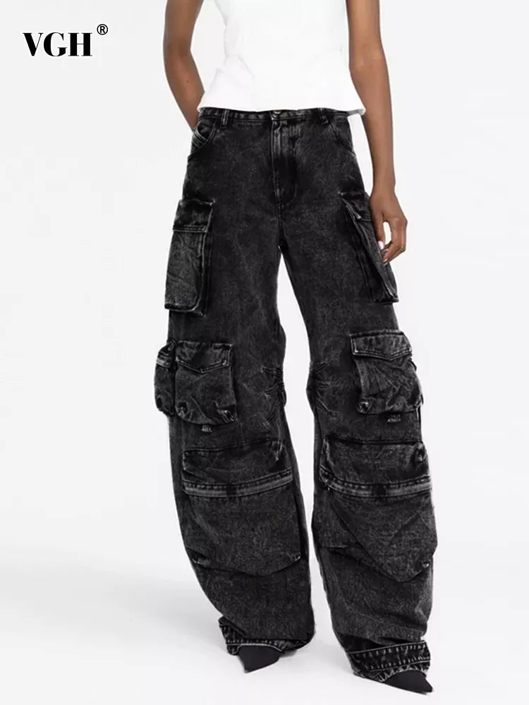 Camouflage Casual Jeans For Women High Waist Patchwork Pockets Solid Minimalist Elegant High-Waisted Flared Jeans Camouflage Casual Jeans For Women High Waist Patchwork Pockets Solid Minimalist Elegant High-Waisted Flared Jeans
